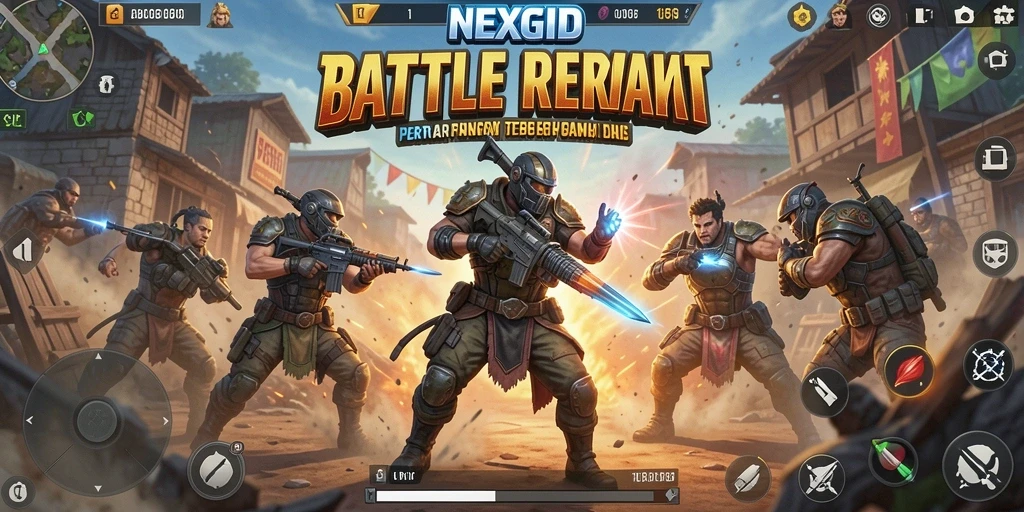 Tampilan gameplay seru dalam NEXGID saat pertarungan Battle Royale.