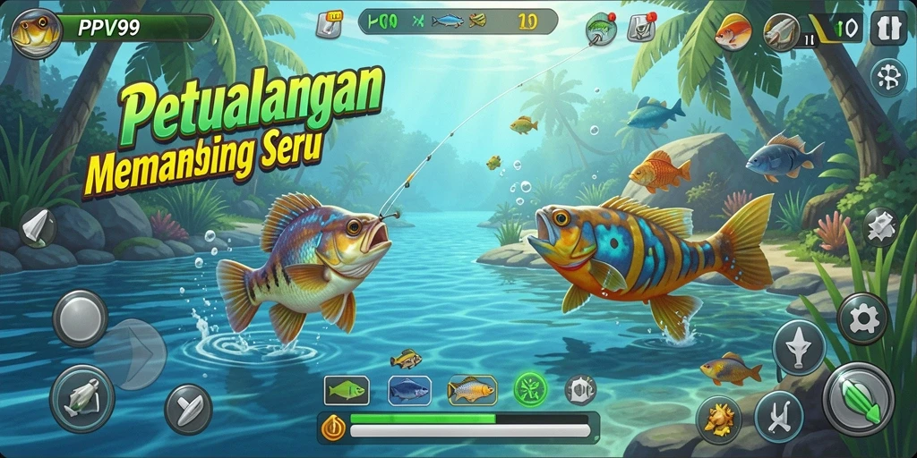Tampilan gameplay PPV99 yang menakjubkan dan seru saat memancing.