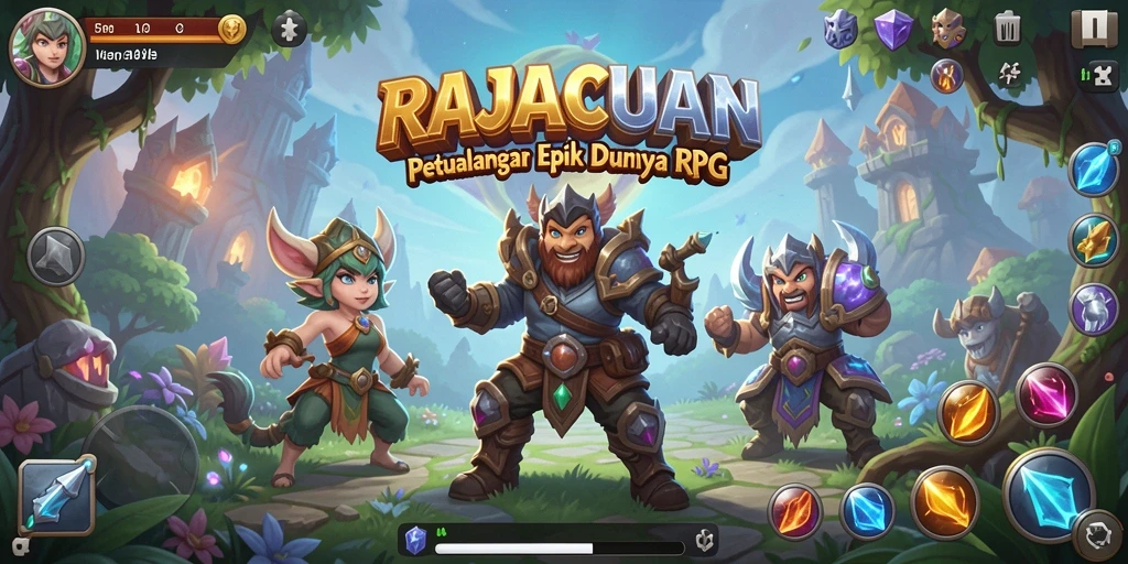 Screenshot RAJACUAN menampilkan momen pertempuran epik dalam game RPG.