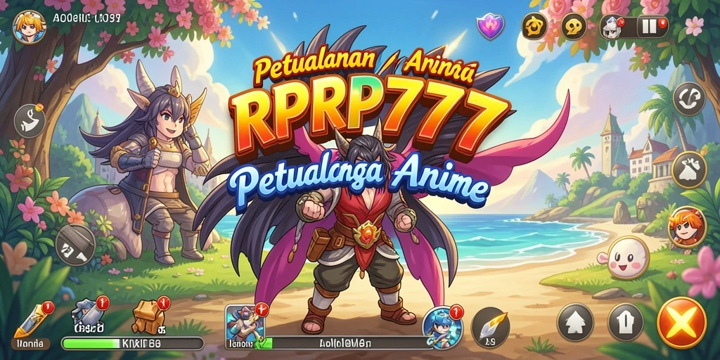 Tangkapan layar RPRP777 menunjukkan pertarungan karakter Anime yang dinamis.