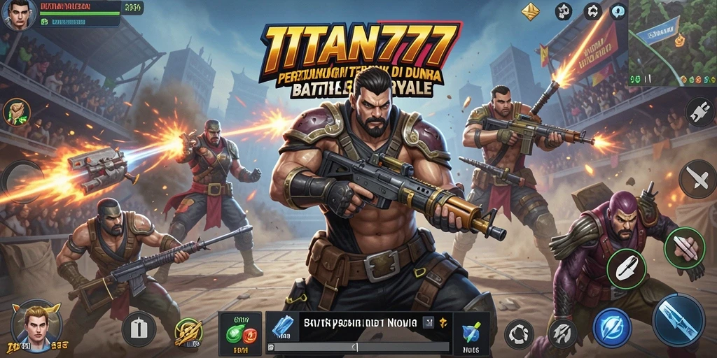 Tangkapan layar TITAN777 memperlihatkan situasi pertarungan sengit dalam mode Battle Royale.